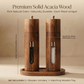 Acacia Wood Salt & Pepper Grinder Set with Tray