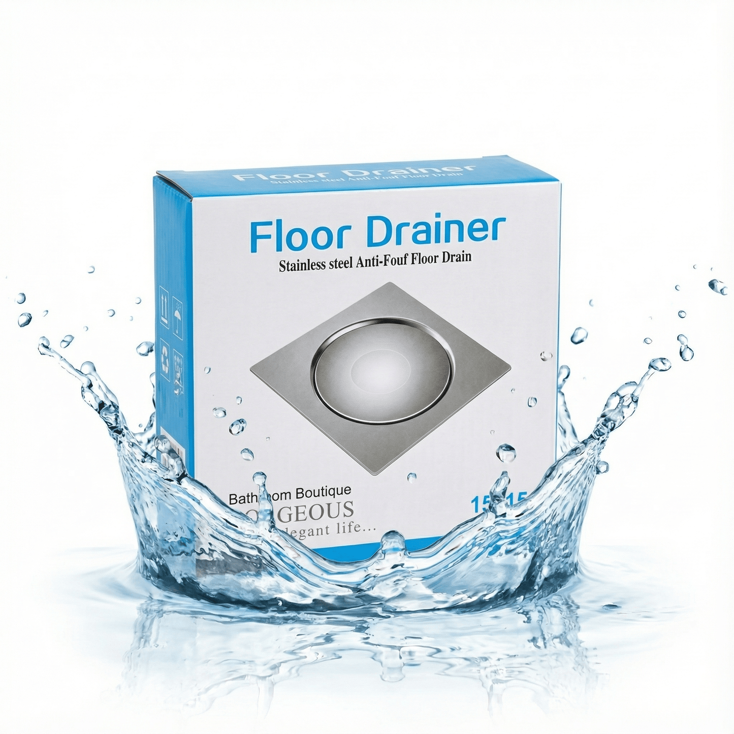 Stainless Steel Floor Drain — 15×15 cm