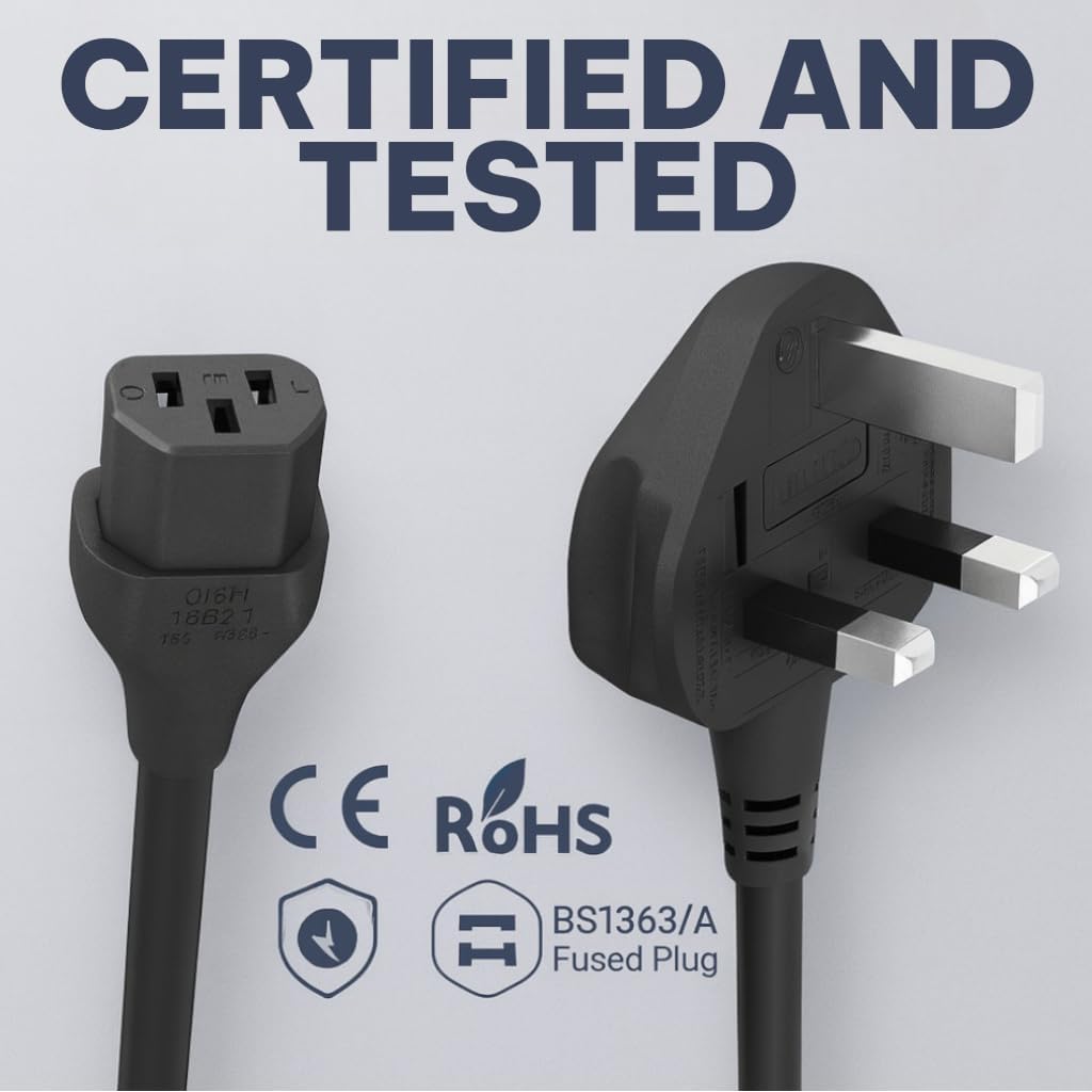C13 Power Cable UK Plug
