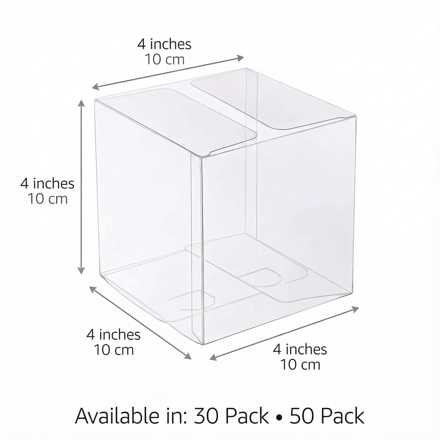 Clear Gift & Favor Boxes 30 OR 50 Pack (10 × 10 × 10 cm)