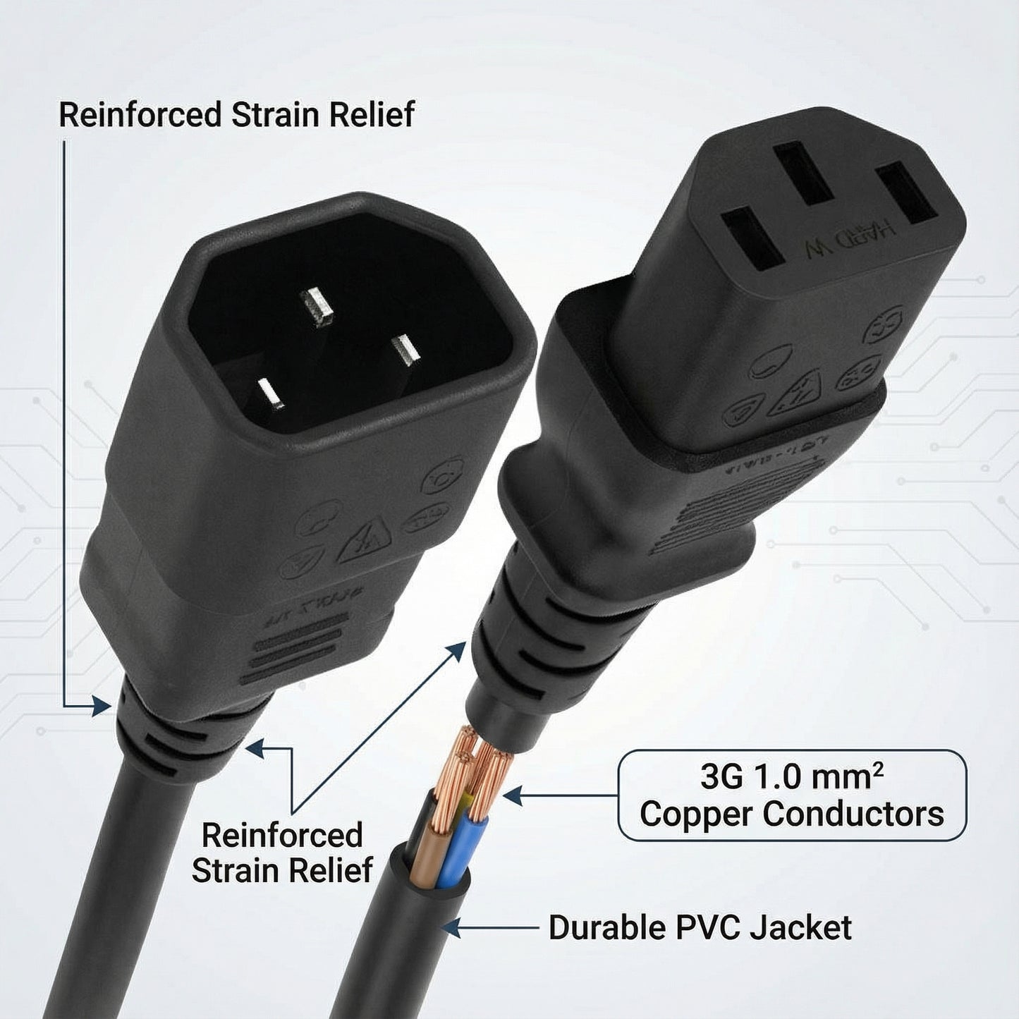 IEC C13 to C14 Power Extension Cable