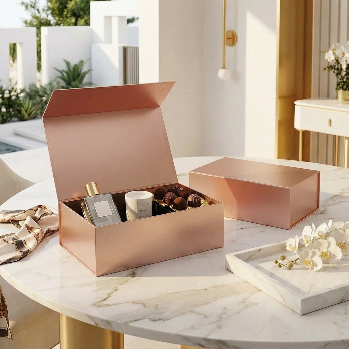 Rose Gold Magnetic Gift Boxes 3-Pack (33 × 25 × 12 cm)