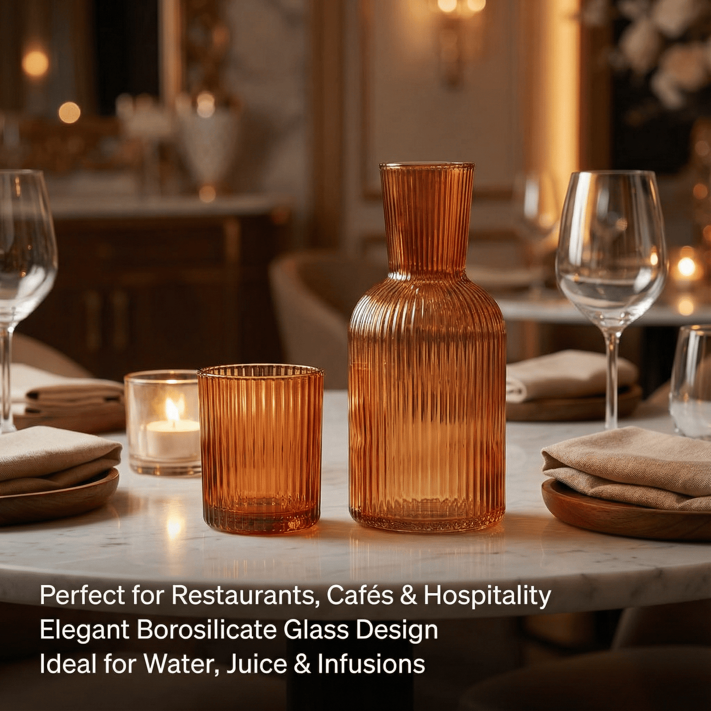 Bedside Glass Carafe + Cup Set (Orange)