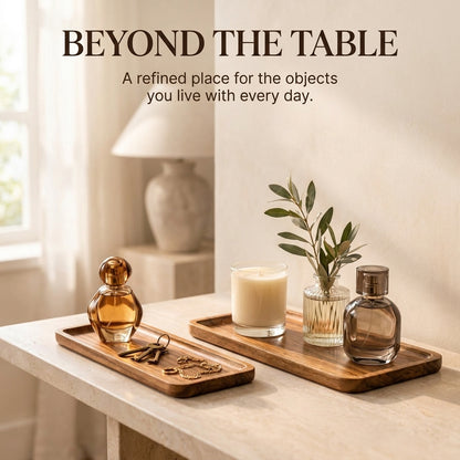 Acacia Wood Serving Trays — Set of 2 (Small + Large)