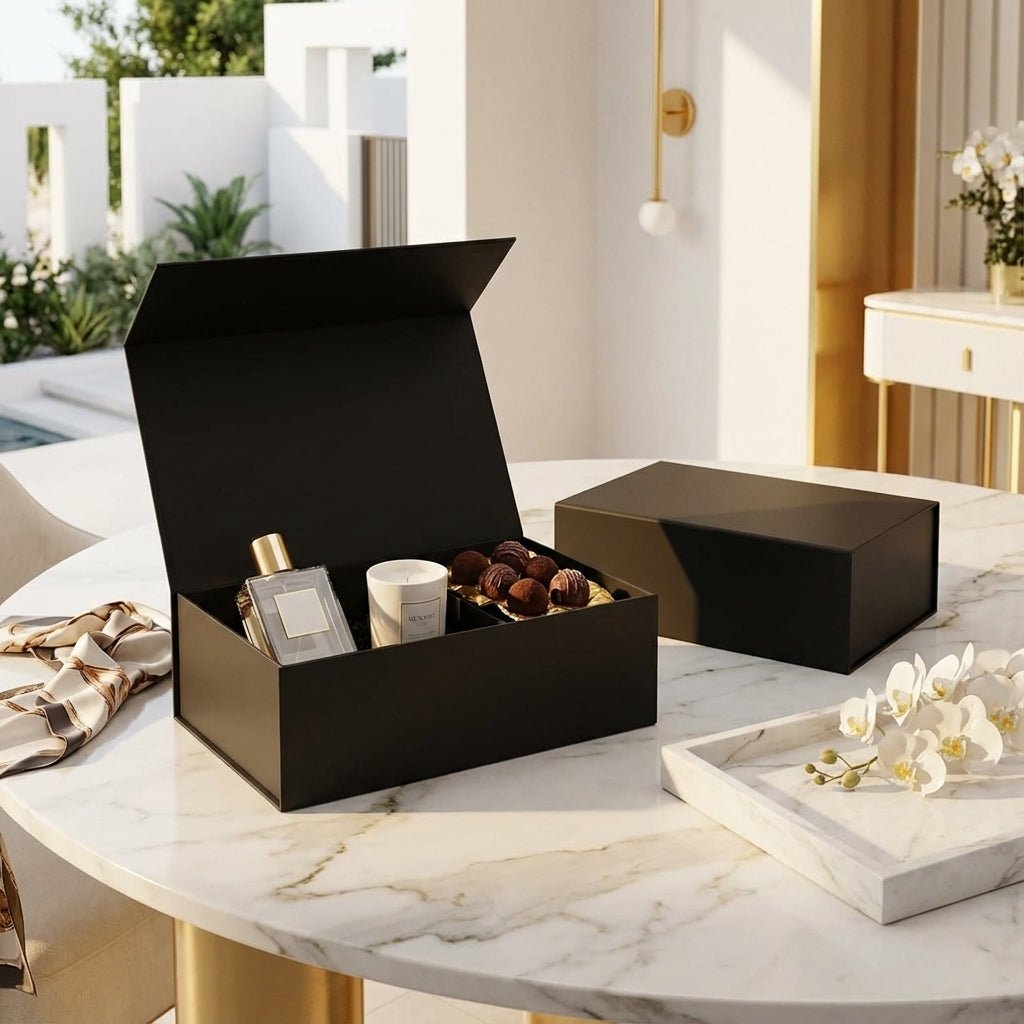 Black Magnetic Gift Boxes 2 OR 3-Pack (33 × 25 × 12 cm)