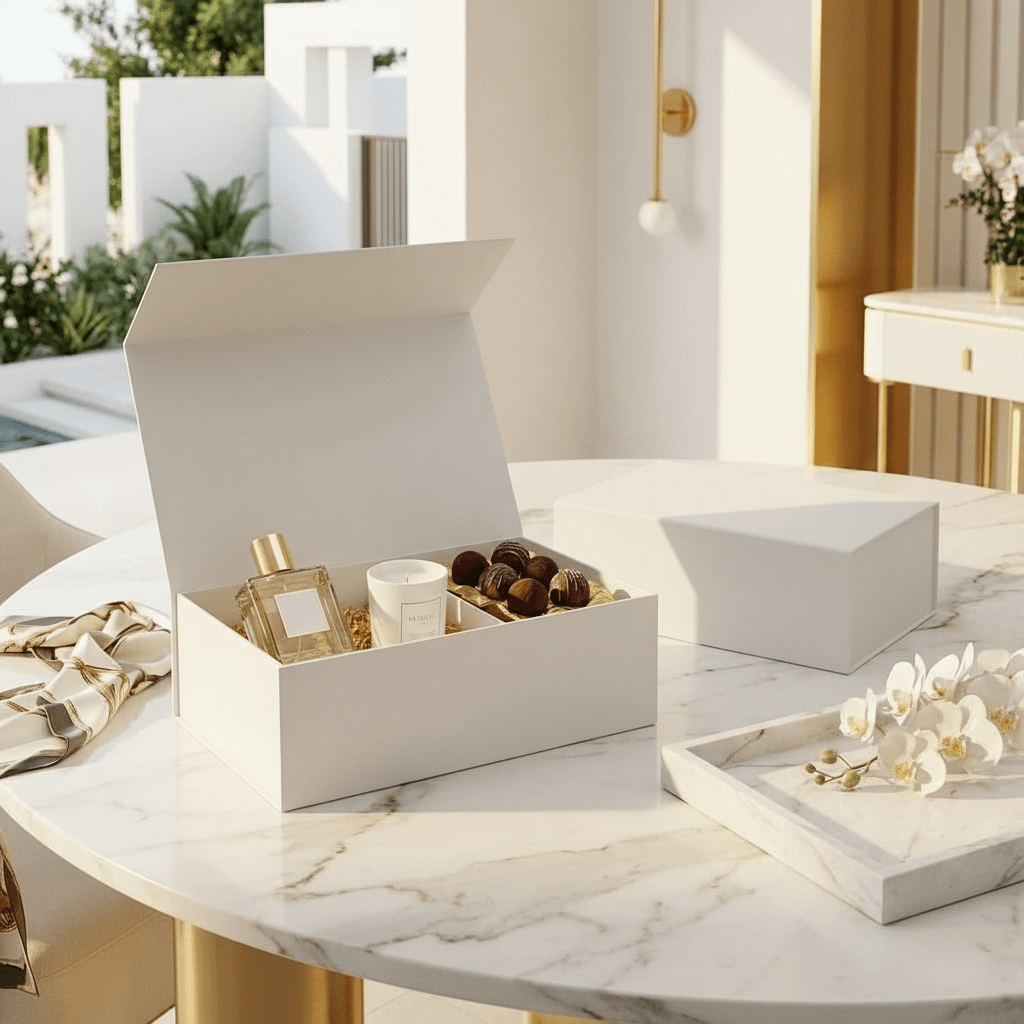 White Magnetic Gift Boxes 2 OR 3-Pack (33 × 25 × 12 cm)