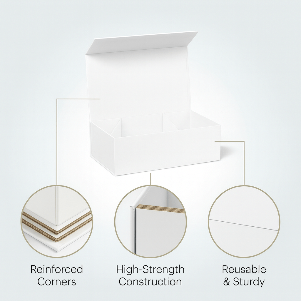 White Magnetic Gift Boxes 2 OR 3-Pack (33 × 25 × 12 cm)