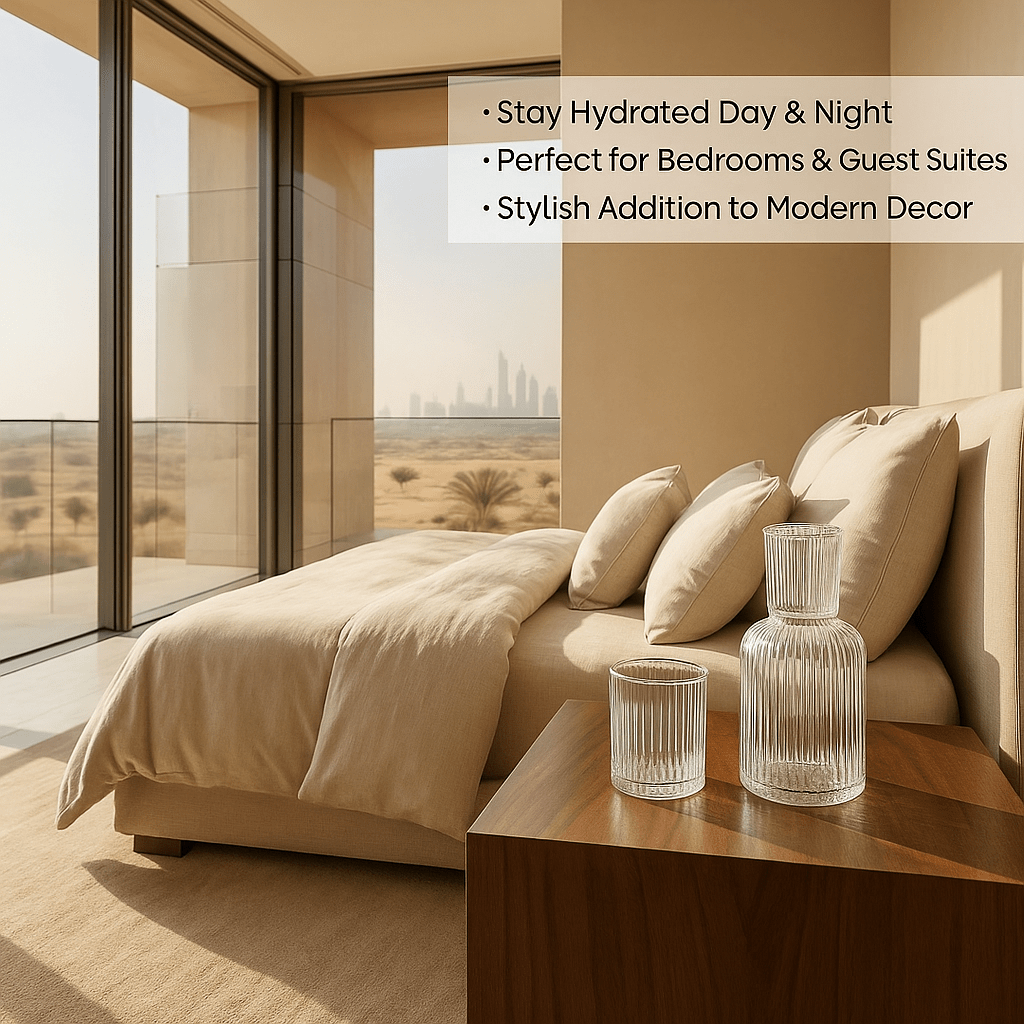 Bedside Glass Carafe + Cup Set (Clear)