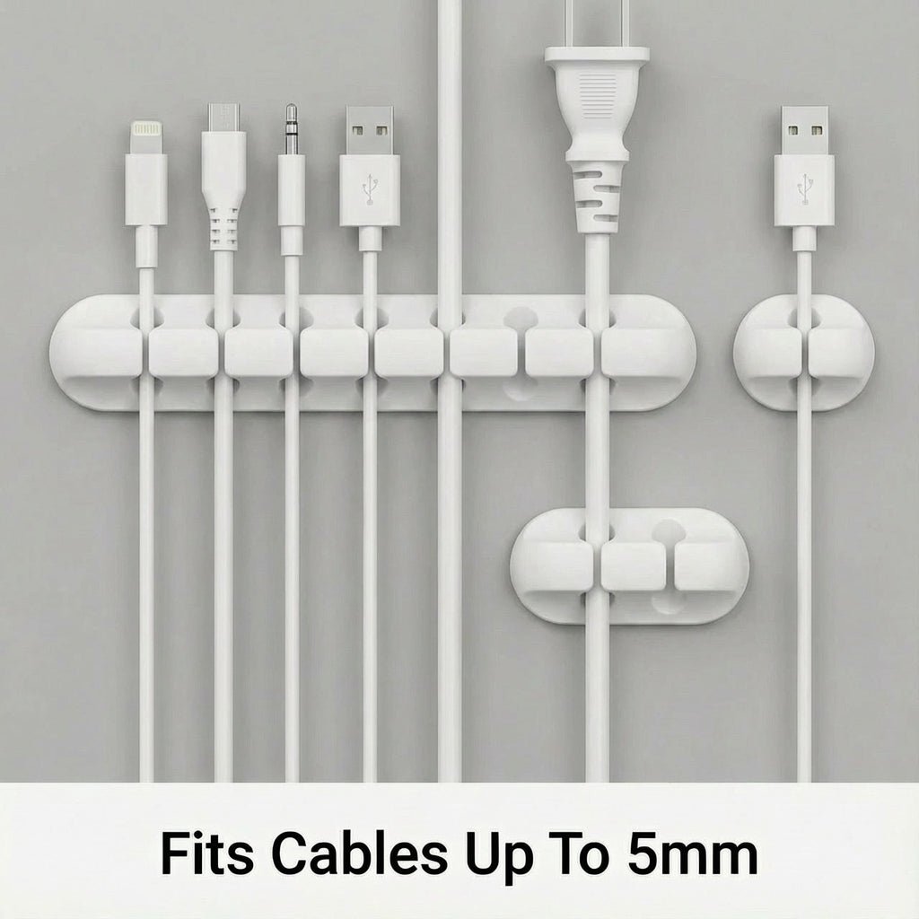 5-Pack Self-Adhesive White Cable Clips