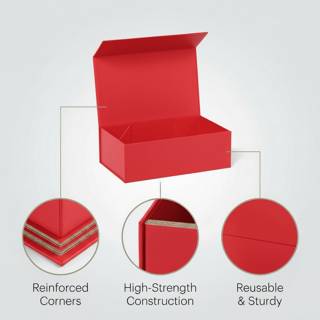 Red Magnetic Gift Boxes 3-Pack (33 × 25 × 12 cm)