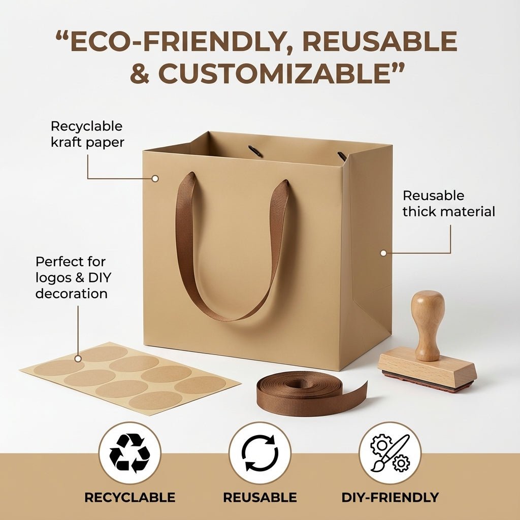 Gold Luxury Square Gift Bags — 10 Pack (20 × 20 × 20 cm)