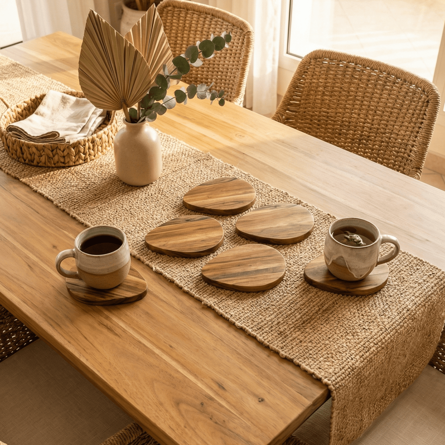 Acacia Wood Coasters — Set of 6