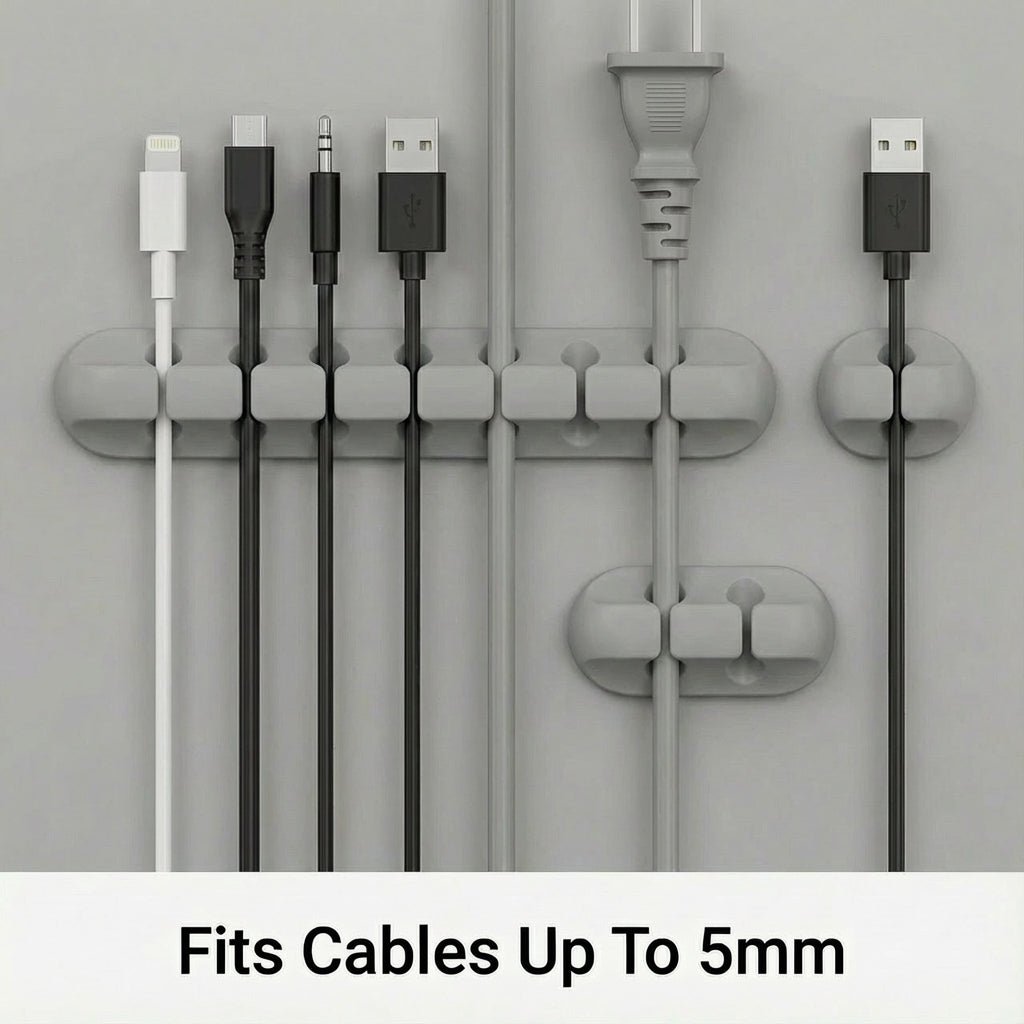 5-Pack Self-Adhesive Grey Cable Clips