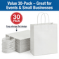 White Kraft Paper Gift Bags — 30 Pack (15 × 8 × 21 cm)