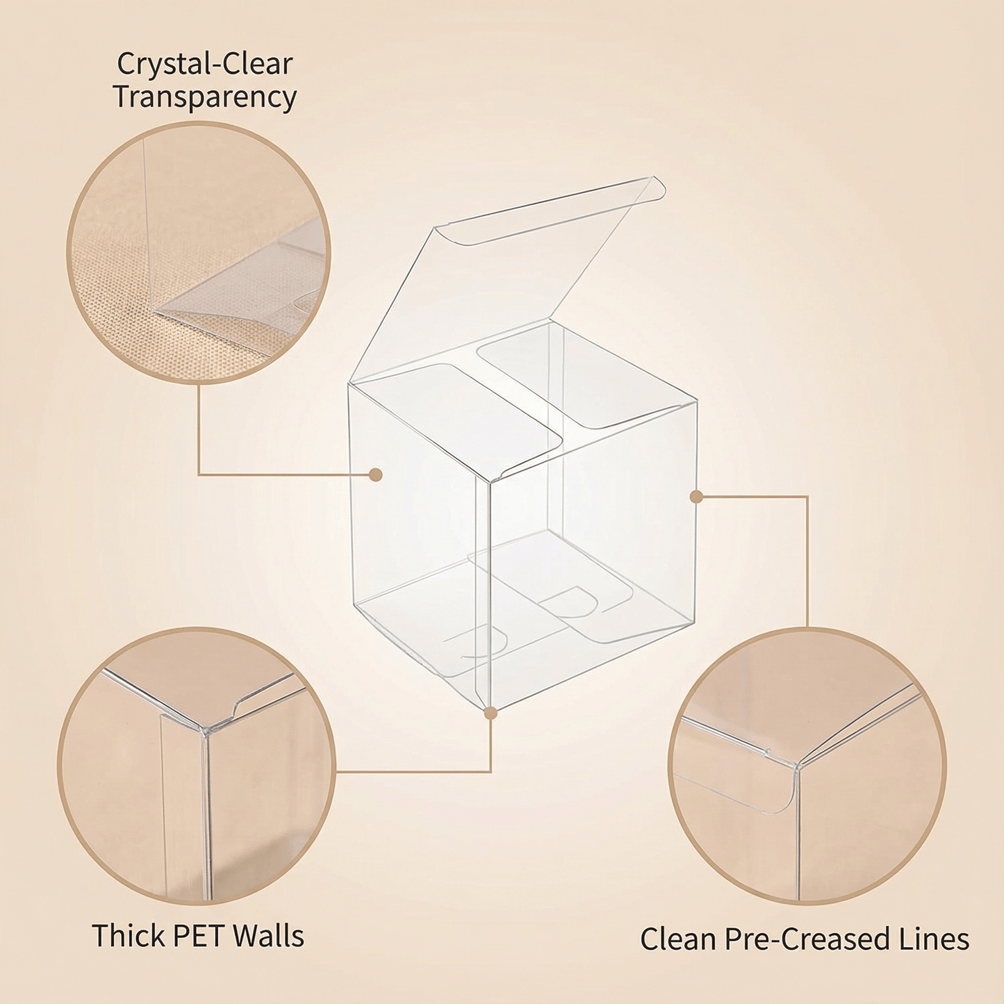 Clear Gift & Favor Boxes 50 OR 100 Pack (5 × 5 × 5 cm)