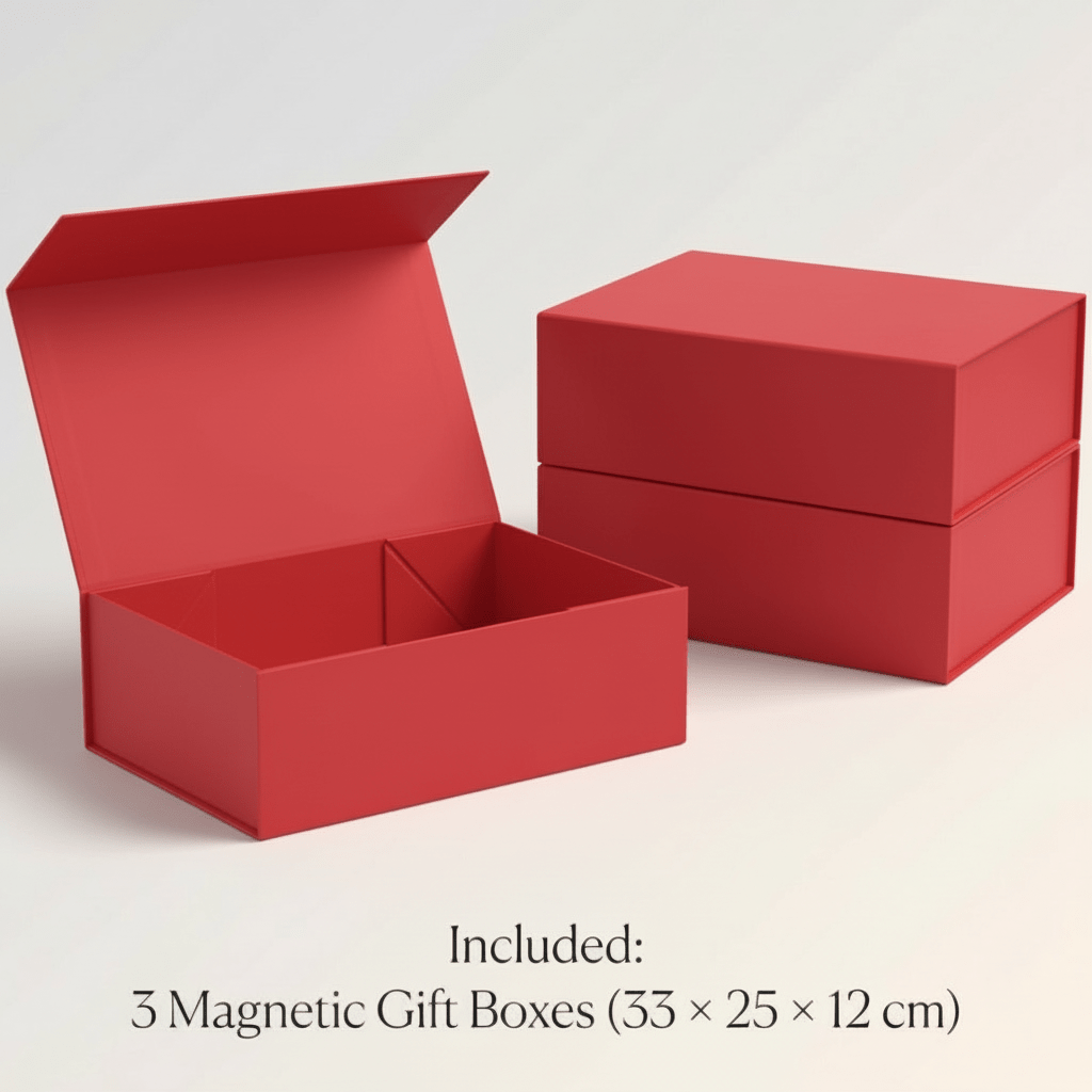 Red Magnetic Gift Boxes 3-Pack (33 × 25 × 12 cm)