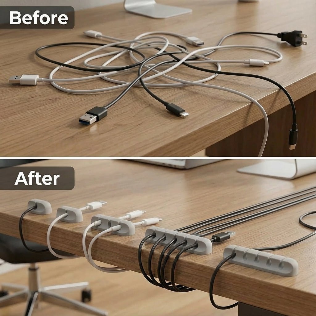 5-Pack Self-Adhesive Grey Cable Clips