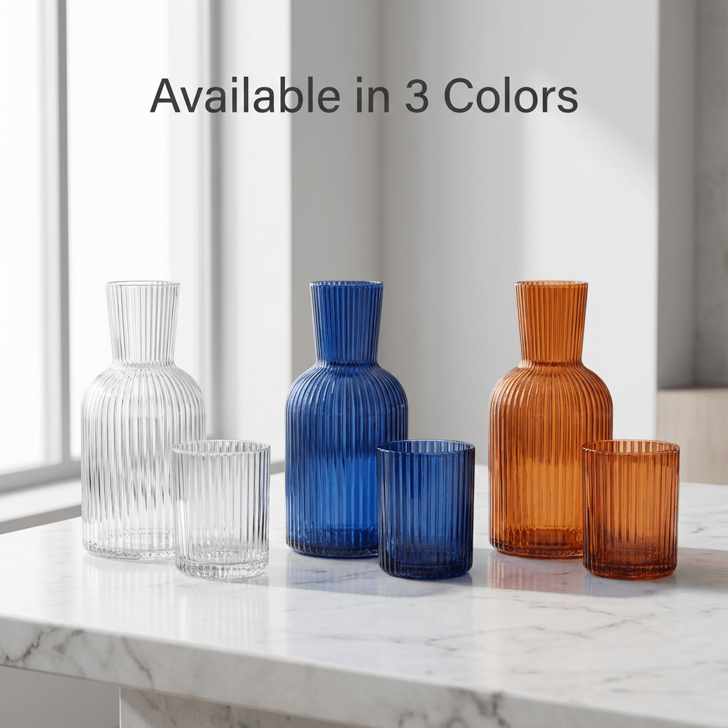 Bedside Glass Carafe + Cup Set (Blue)