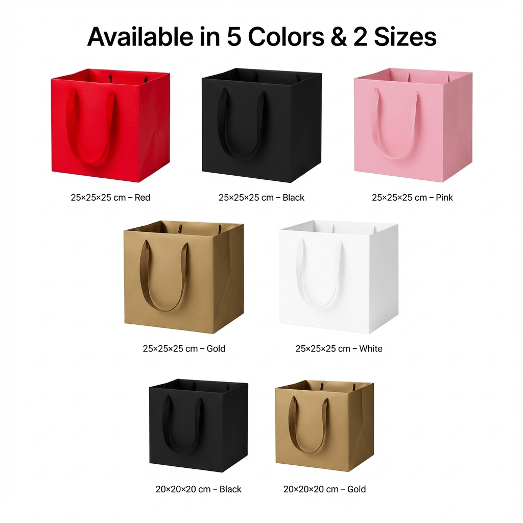 White Luxury Square Gift Bags — 10 Pack (25 × 25 × 25 cm)