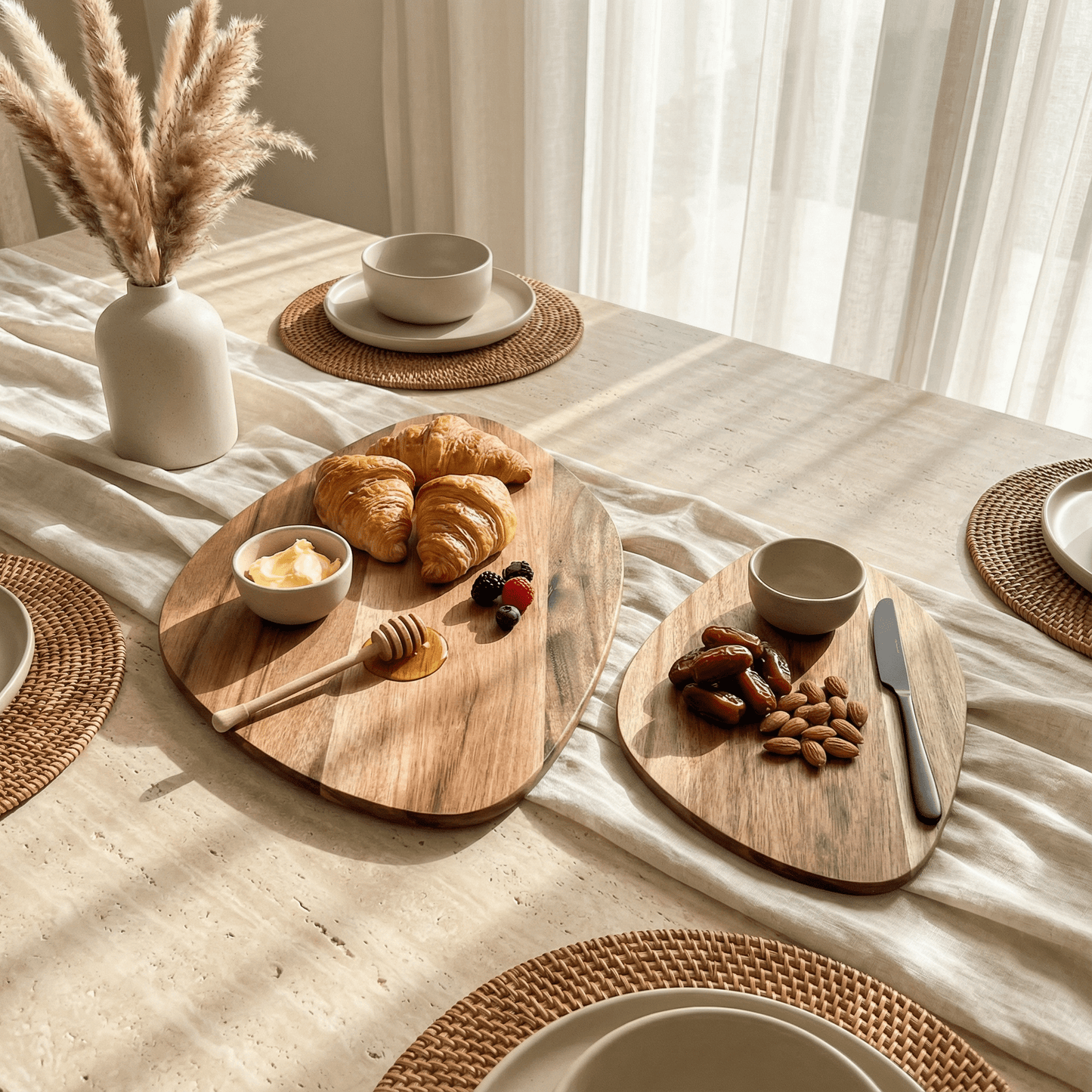 Acacia Wood Serving Boards — Set of 2 (Large + Small)