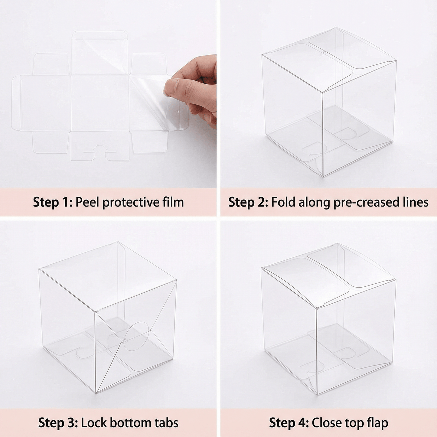 Clear Gift & Favor Boxes 50 OR 100 Pack (5 × 5 × 5 cm)